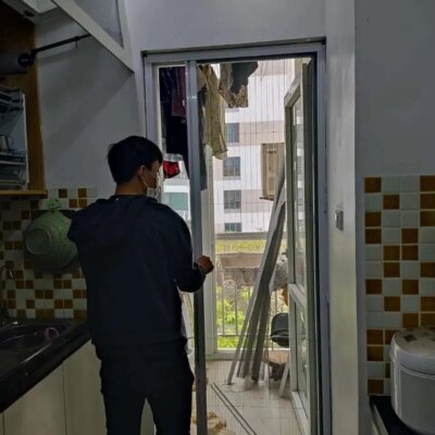 Cửa lưới chống côn trùng dạng xếp 1 cánh màu trắng DX 14 - ảnh công trình tại Hà Nội