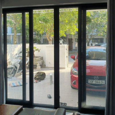 Cửa lưới chống côn trùng dạng lùa DL 01 màu đen đậm - ảnh công trình tại Hà Nội